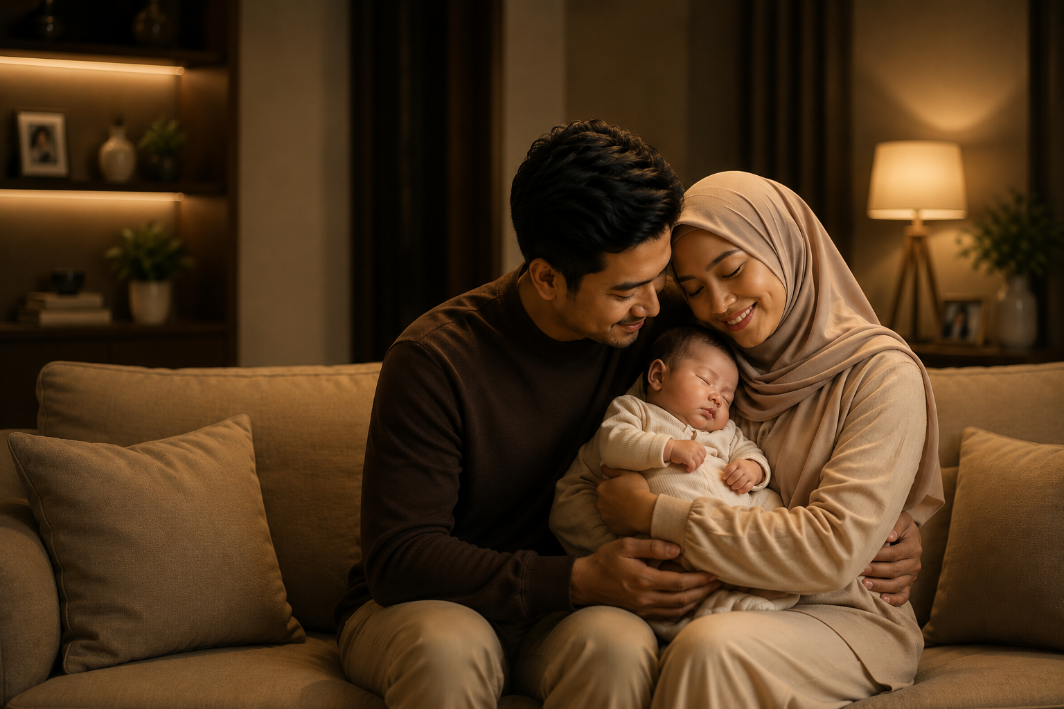 Happy family at home